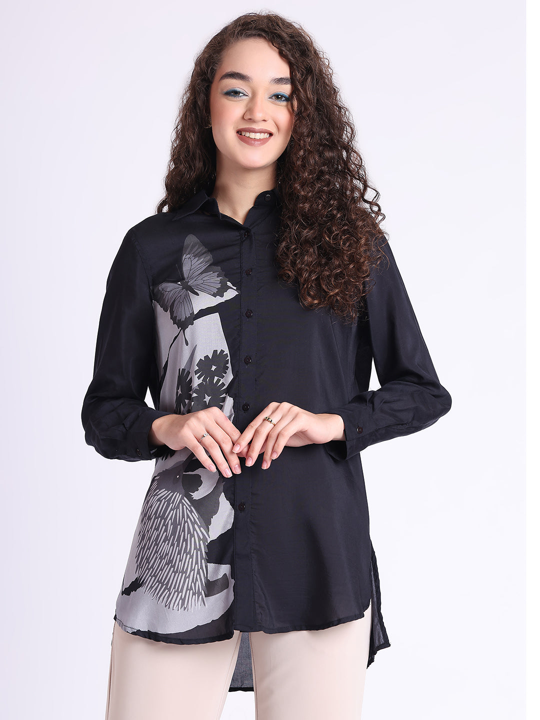 Black Nilgiri Collared Button Down Shirt