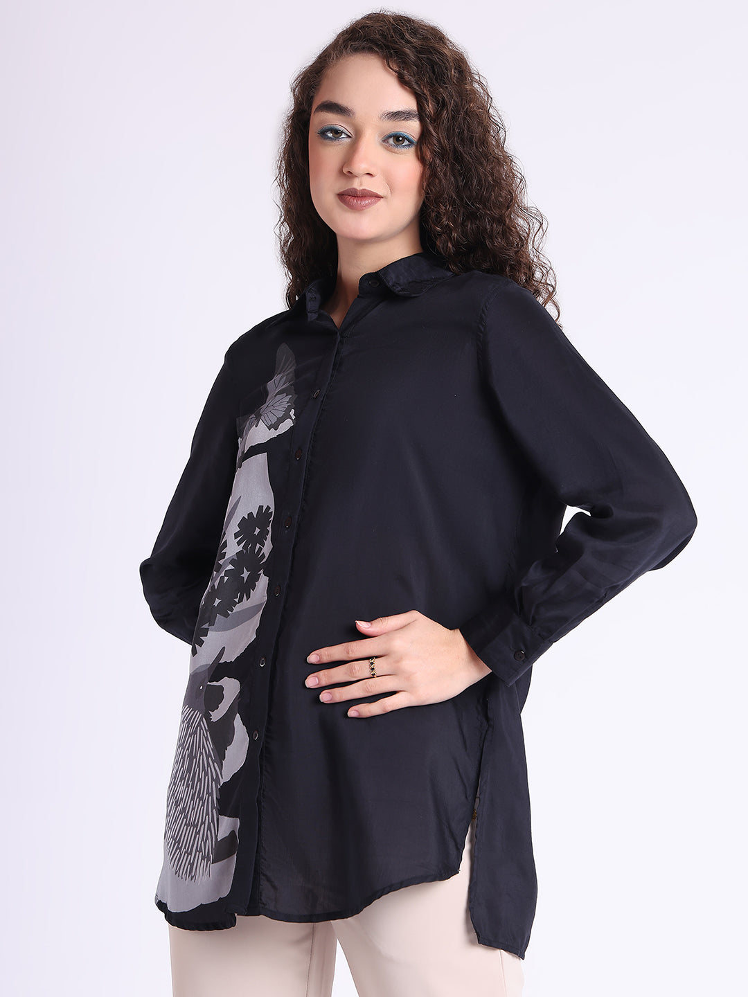 Black Nilgiri Collared Button Down Shirt
