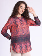 Orange Snake Button Down Shirt