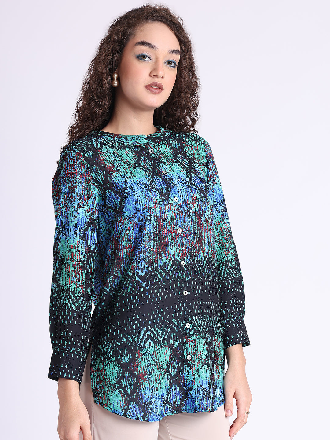 Green Snake Button Down Shirt