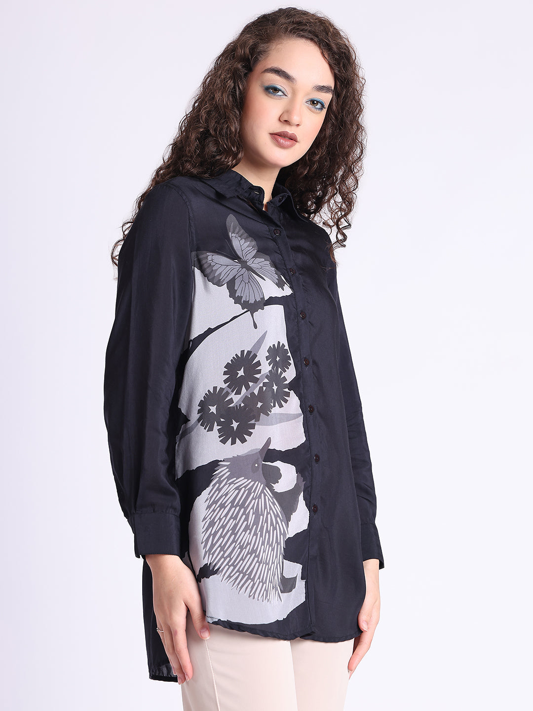 Black Nilgiri Collared Button Down Shirt