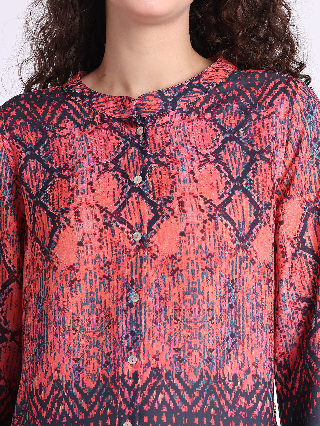Orange Snake Button Down Shirt