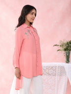 Peach Birds Array Shirt