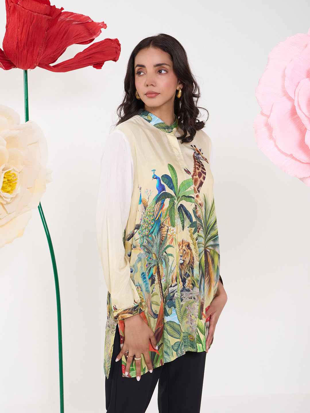 Yellow Jirafa Conceal Button Shirt