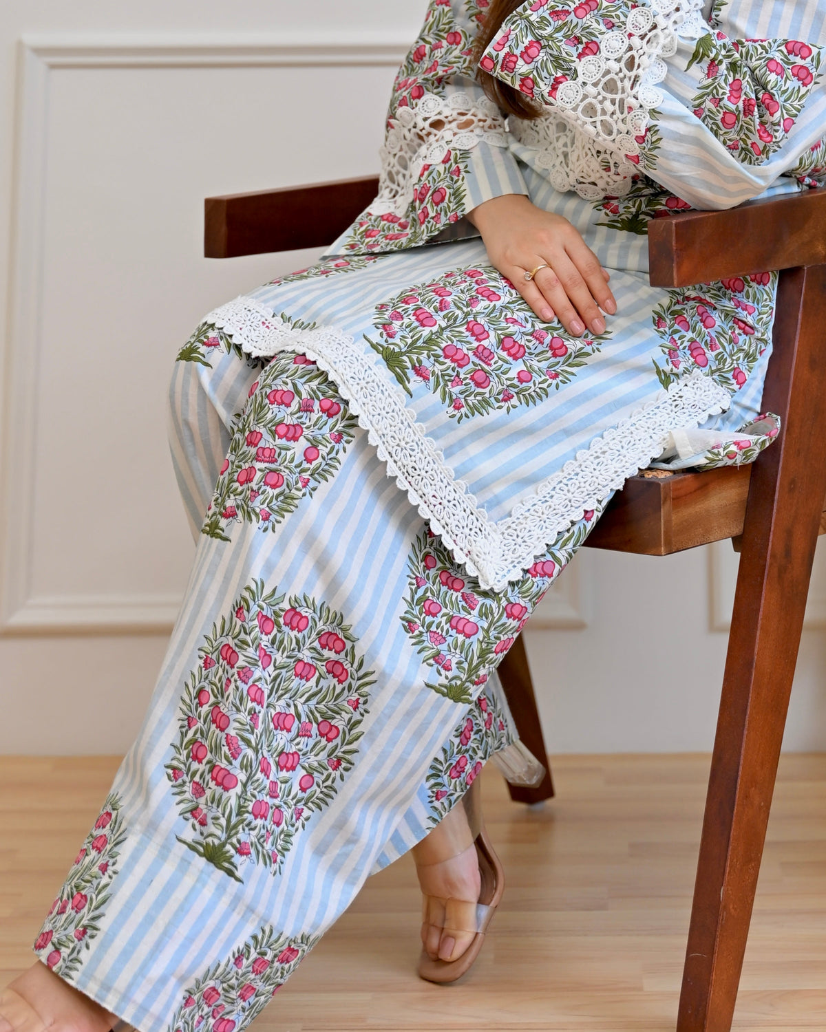 Blue Ivory Anardana Lace Farshi Set