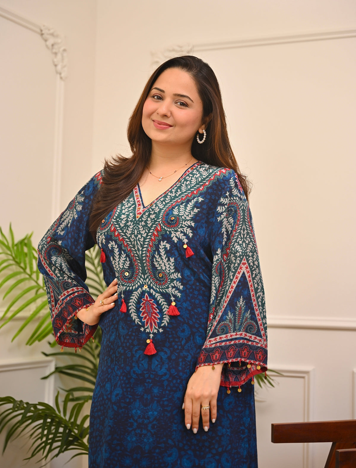 Noor-e-Neel Ajrak Crepe Farshi Co-ord