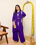 Zareen Purple Natural Crepe Handwork Festive Co-ord