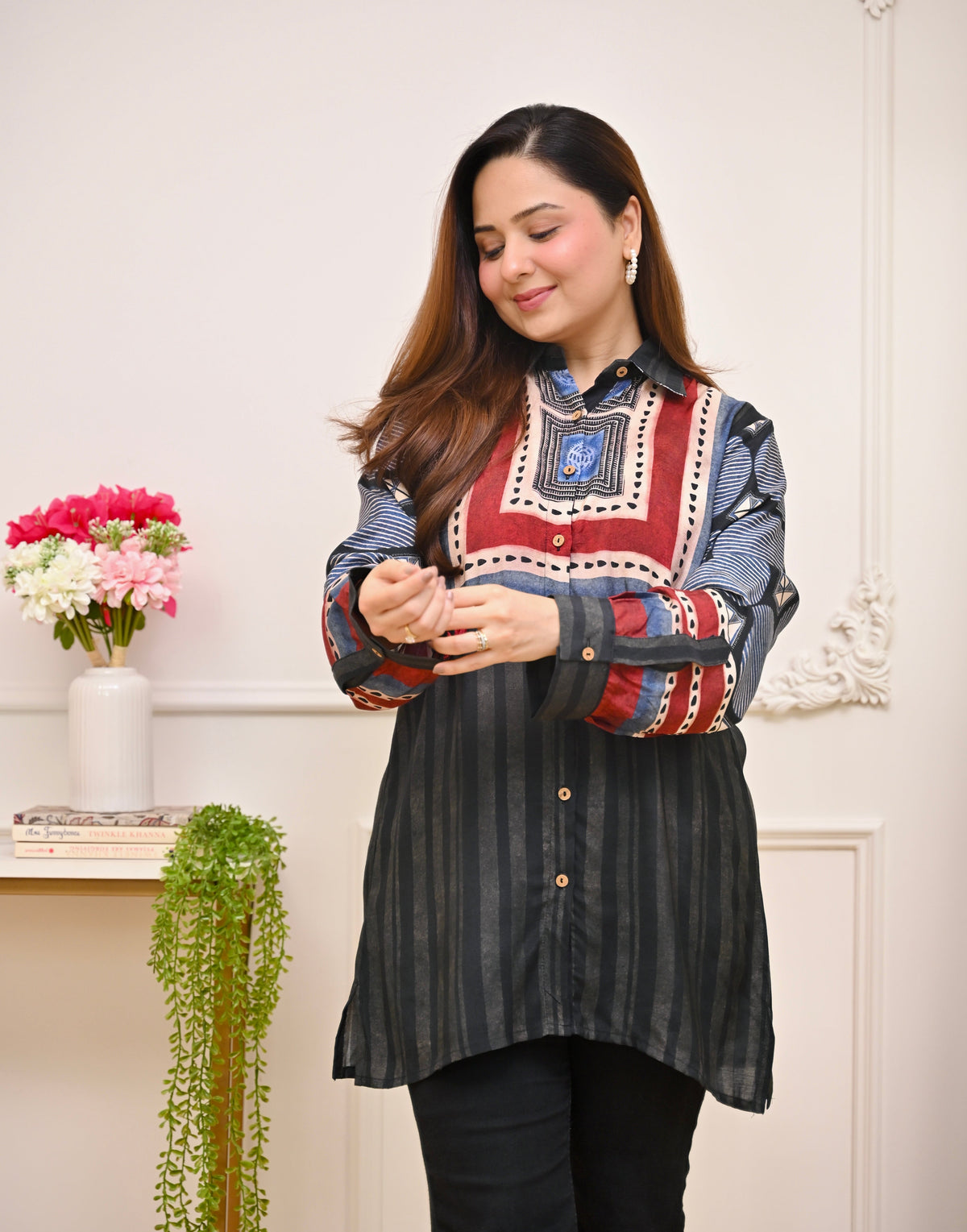 Black Tribal Mystic Threads Cotton Crepe Shirt