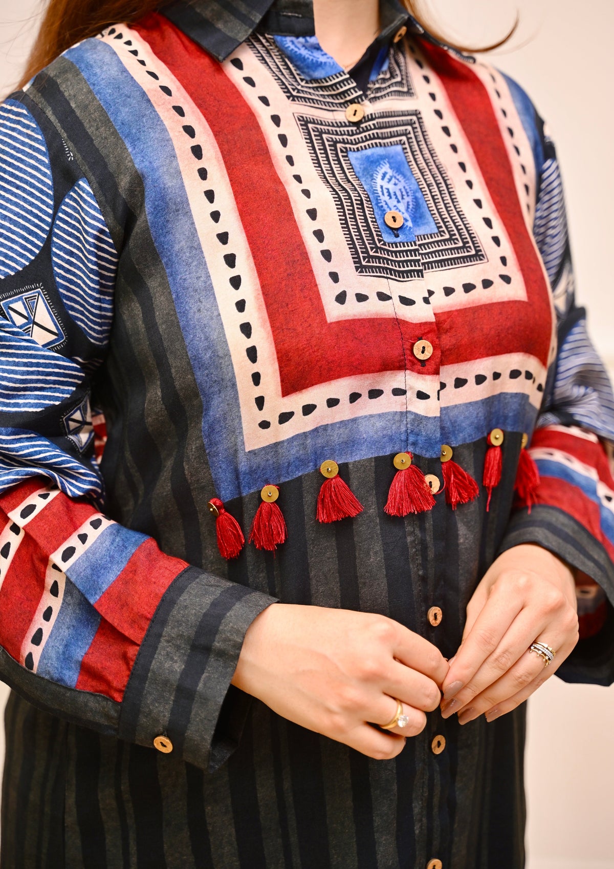 Black Tribal Mystic Threads Cotton Crepe Shirt