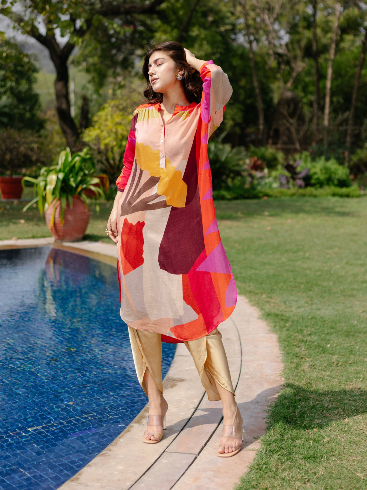 Wine Sahara Gathered Tunic