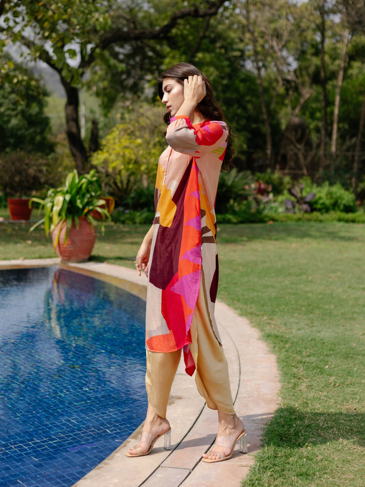 Wine Sahara Gathered Tunic