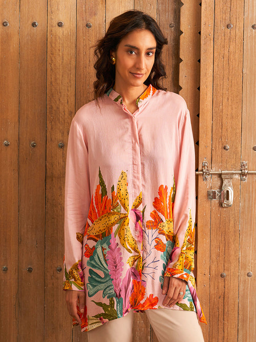 Avery Pink Conceal Button Shirt