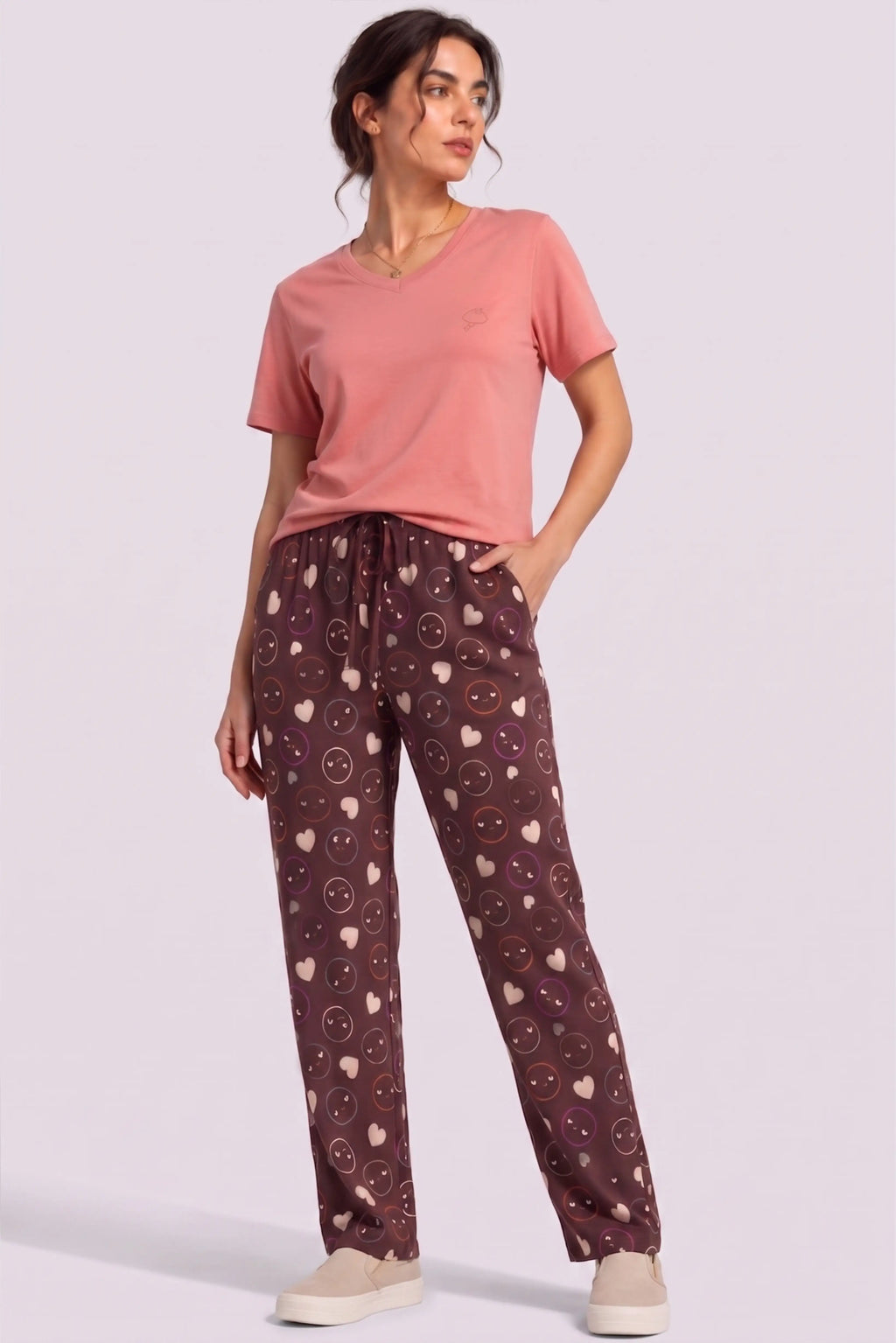 Smile & Hearts Printed Cotton Pyjama