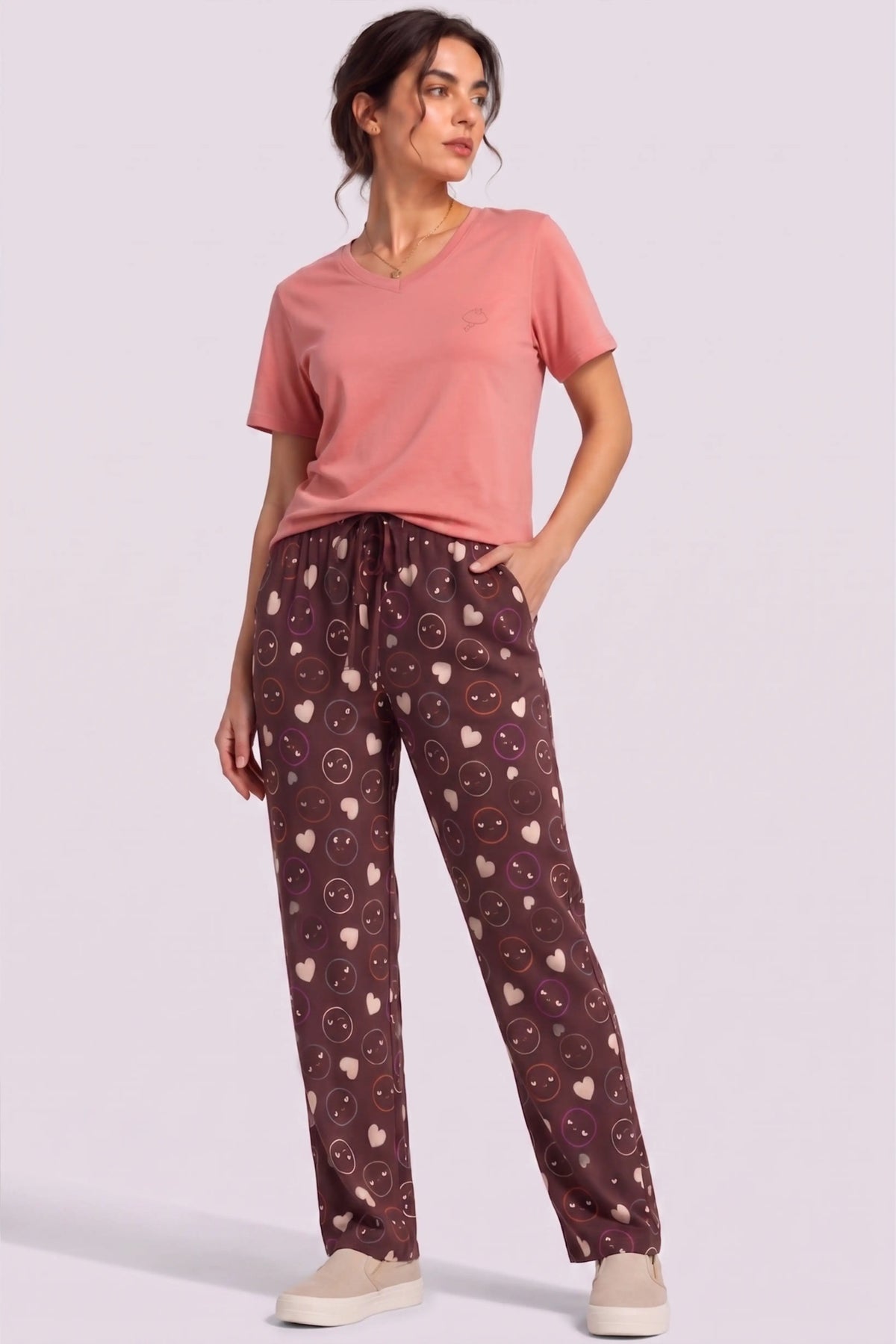 Smile & Hearts Printed Cotton Pyjama