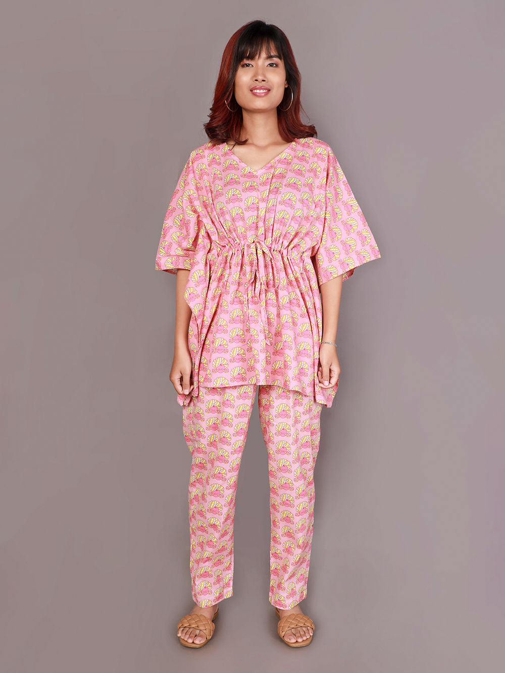 Pink Printed Cotton Nightwear- Set of 2