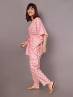Pink Printed Cotton Nightwear- Set of 2