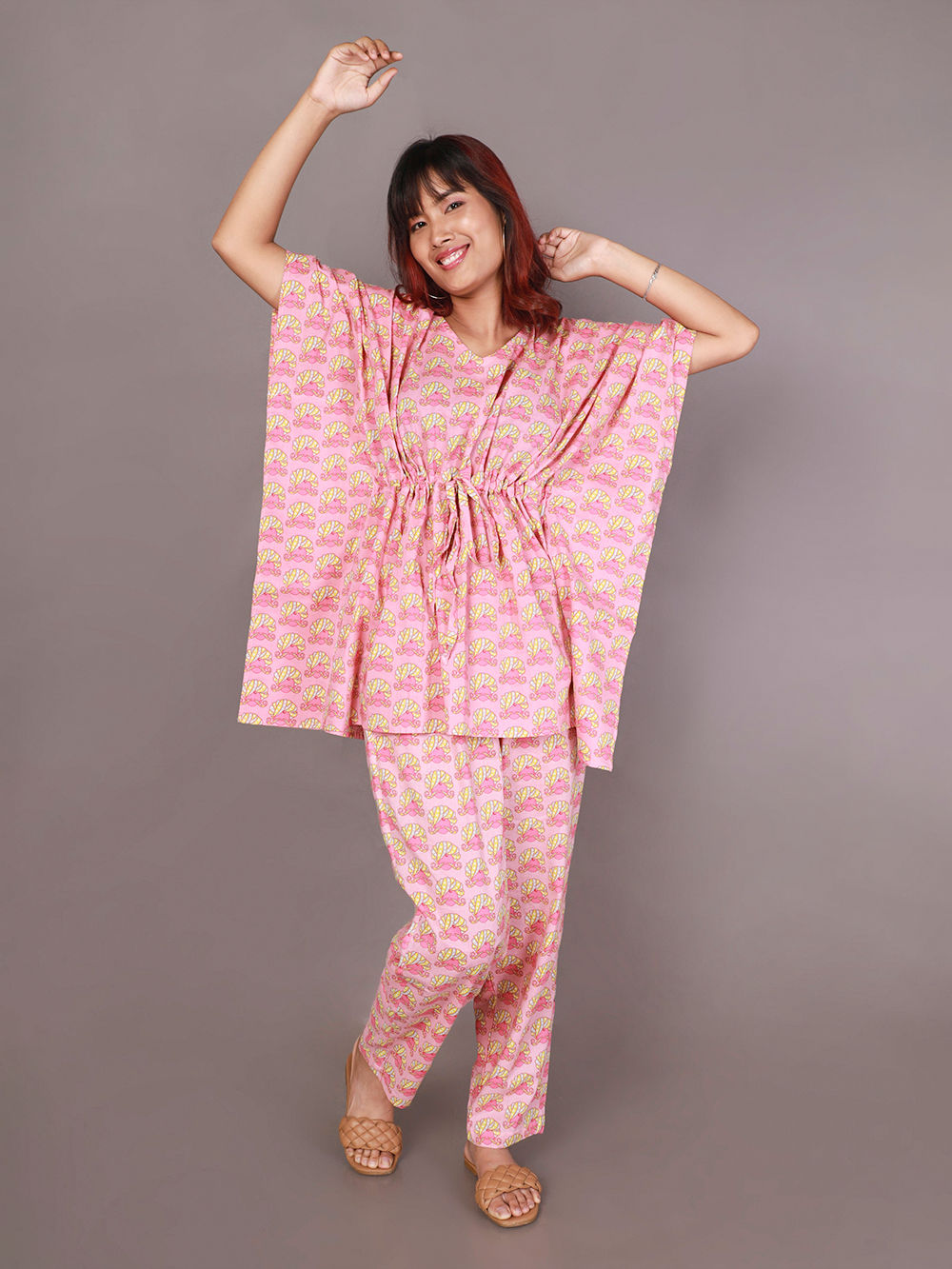 Pink Printed Cotton Nightwear- Set of 2