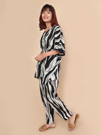 Black White Printed Cotton Nightwear- Set of 2