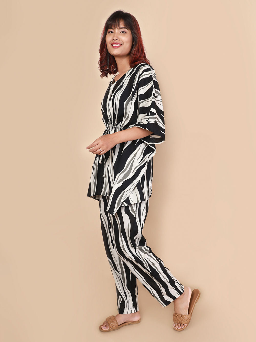 Black White Printed Cotton Nightwear- Set of 2