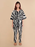 Black White Printed Cotton Nightwear- Set of 2