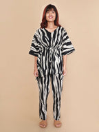 Black White Printed Cotton Nightwear- Set of 2