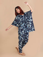 Blue Printed Cotton Nightwear- Set of 2