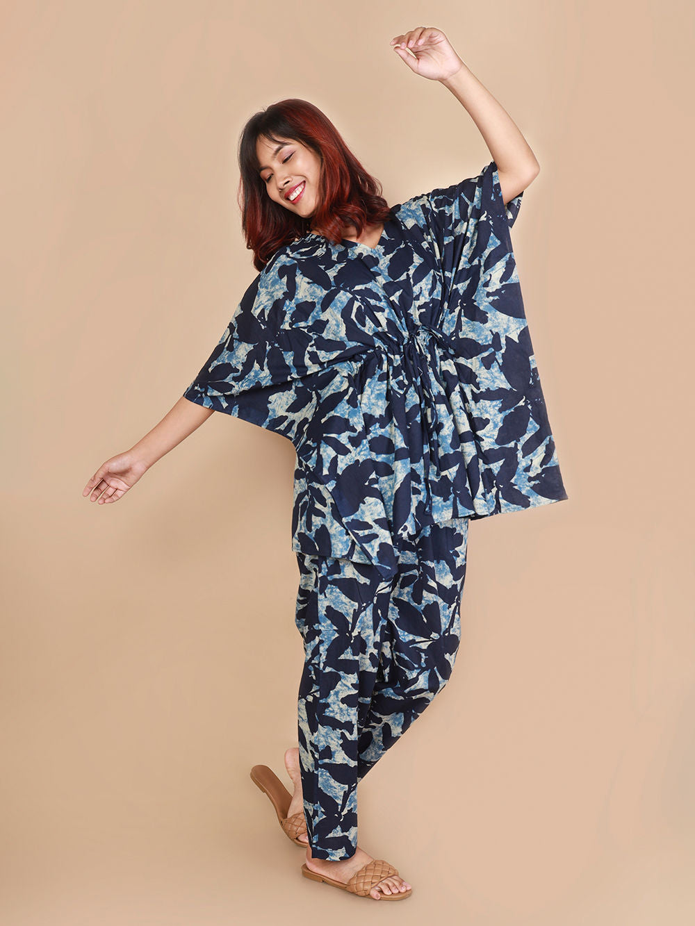 Blue Printed Cotton Nightwear- Set of 2