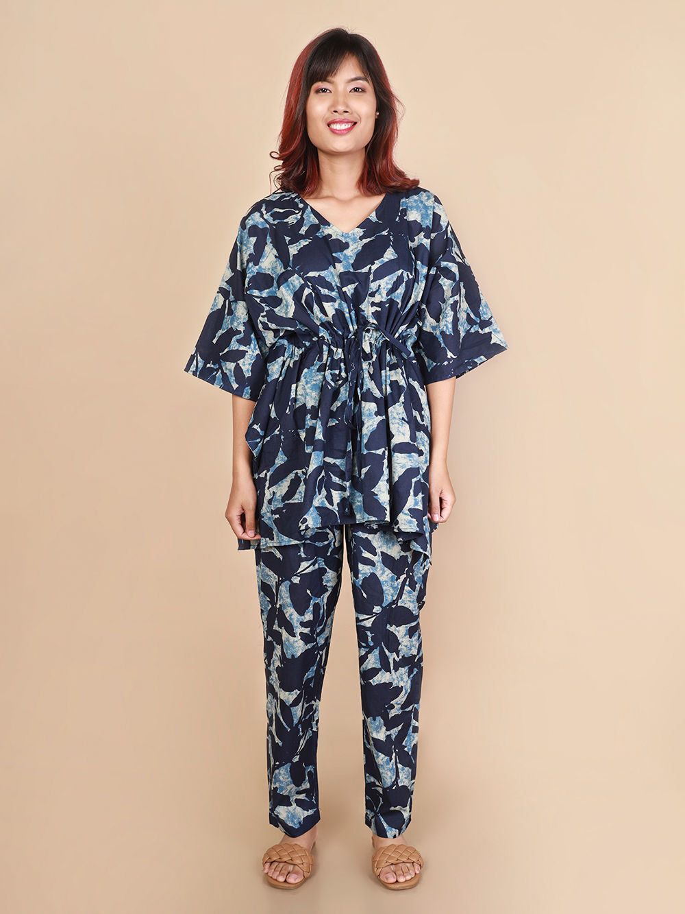 Blue Printed Cotton Nightwear- Set of 2