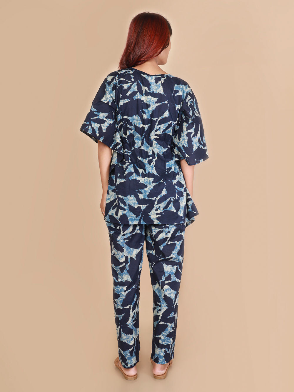 Blue Printed Cotton Nightwear- Set of 2
