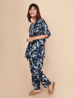 Blue Printed Cotton Nightwear- Set of 2