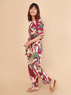 Wine Printed Cotton Nightwear- Set of 2