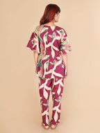 Wine Printed Cotton Nightwear- Set of 2