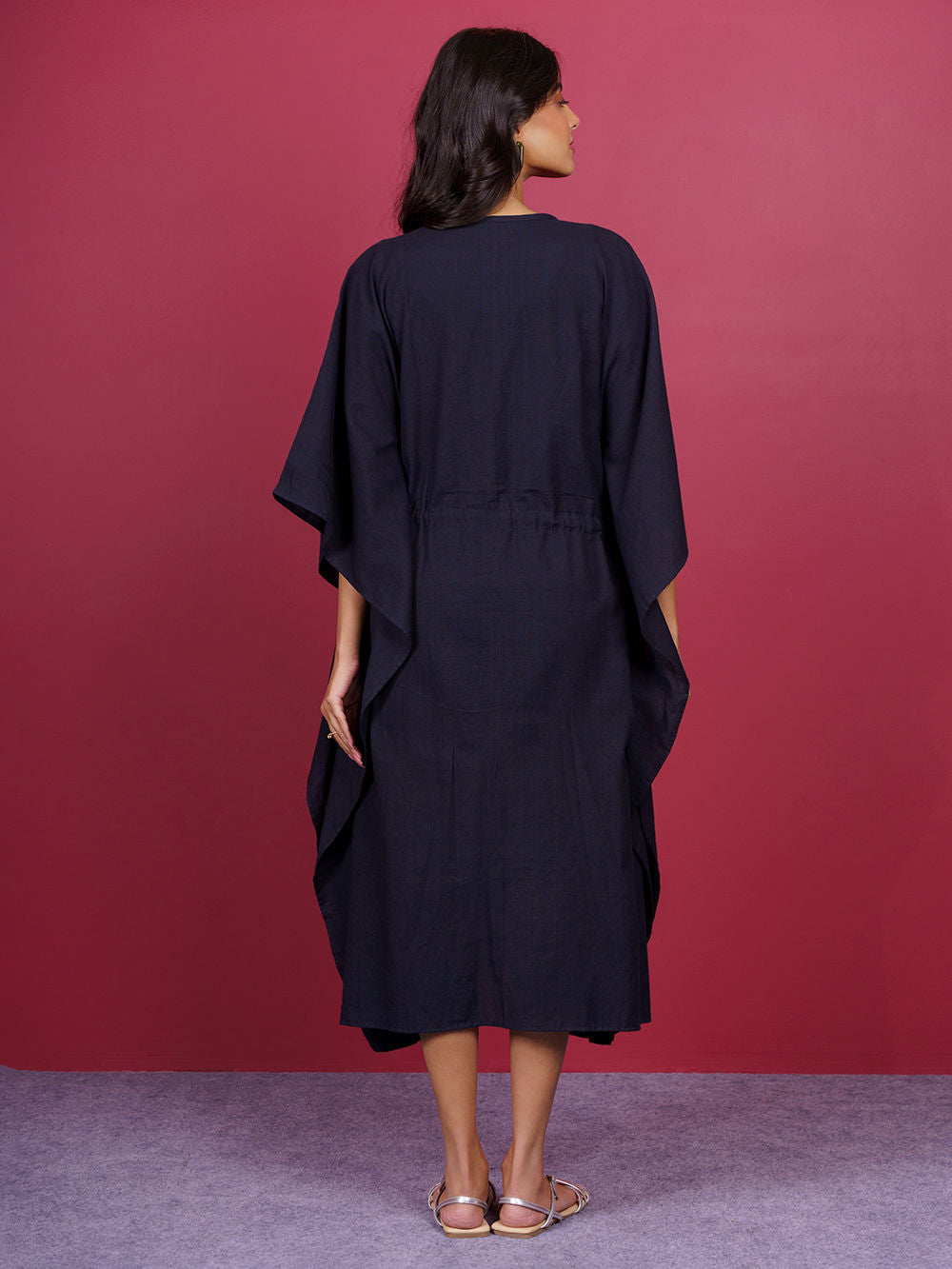Black Embroidered Cotton Kaftan