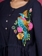 Black Embroidered Cotton Kaftan