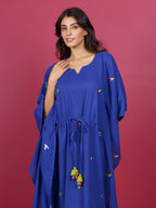 Blue Embroidered Cotton Kaftan