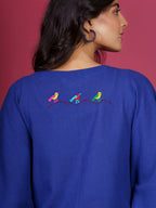 Blue Embroidered Cotton Kaftan