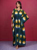 Green Bagru Hand Block Printed Cotton Kaftan