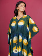 Green Bagru Hand Block Printed Cotton Kaftan