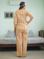 Yellow Hand Block Printed Cotton Nightwear - Set of 2