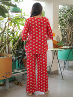 Red Hand Block Printed Cotton Nightwear - Set of 2